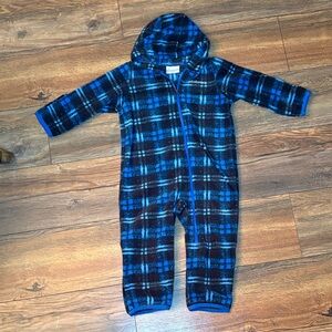 Columbia Blue and Black Plaid Hooded Onesie